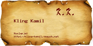 Kling Kamil névjegykártya